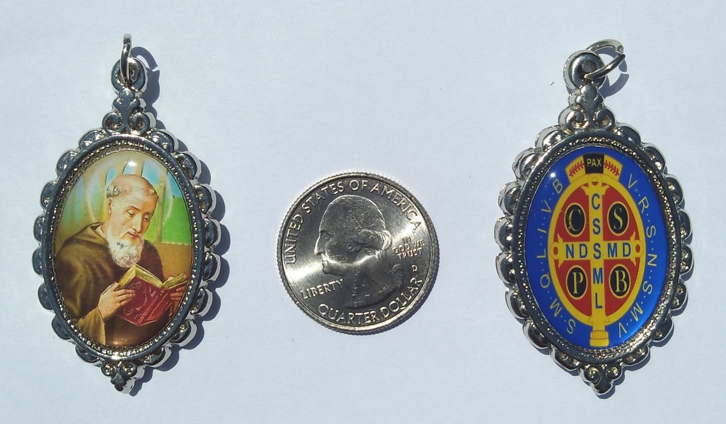 St. Benedict Oval Pendant, Religious Pendant, Saint Pendant (1 Pendant) - Krafts and Beads