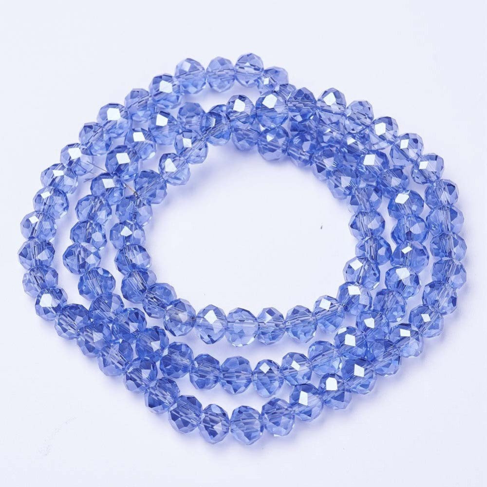 Chinese Crystal Rondelle Shape 8mm X 6mm Color Lt. Sapphire AB 68 Beads
