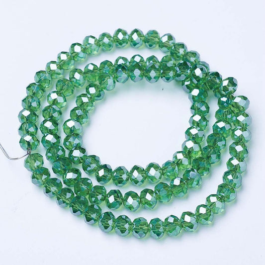 Chinese Crystal Beads Rondelle Shape 4mm X 3mm Color Green AB