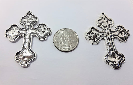 Pendant Size Crosses, Color Silver (2 Pieces)