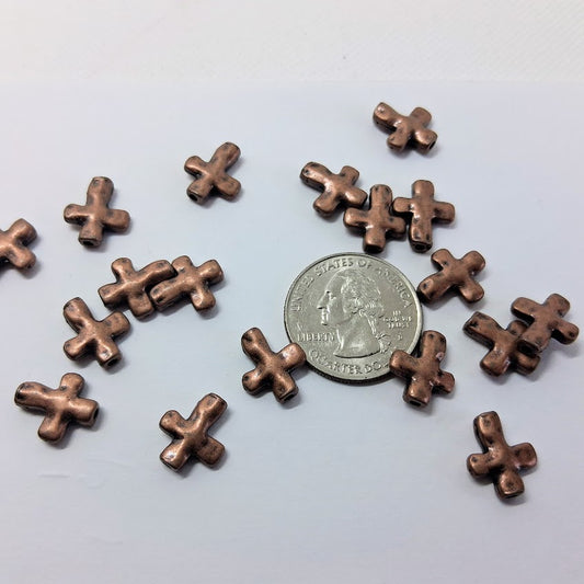 Cross Beads (11 Pieces) $1.50 Bronze Brown Color Pewter Beads