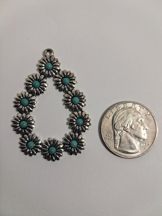Pendant or Earring Part with Turquoise Color Stones