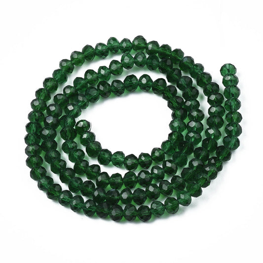 Chinese Crystal Beads Rondelle Shape 6mm X 4mm Color Dark Green