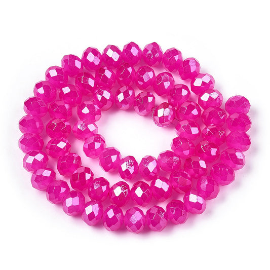 Glass Beads Rondelle Shape 8mm X 6mm Multi-Color Beads per Strand.  Beads are Painted