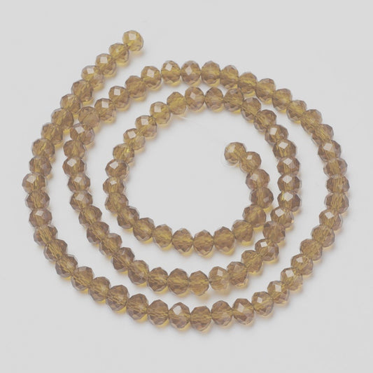 Chinese Crystal Beads Rondelle Shape 4mm X 3mm Light Brown 140 Beads