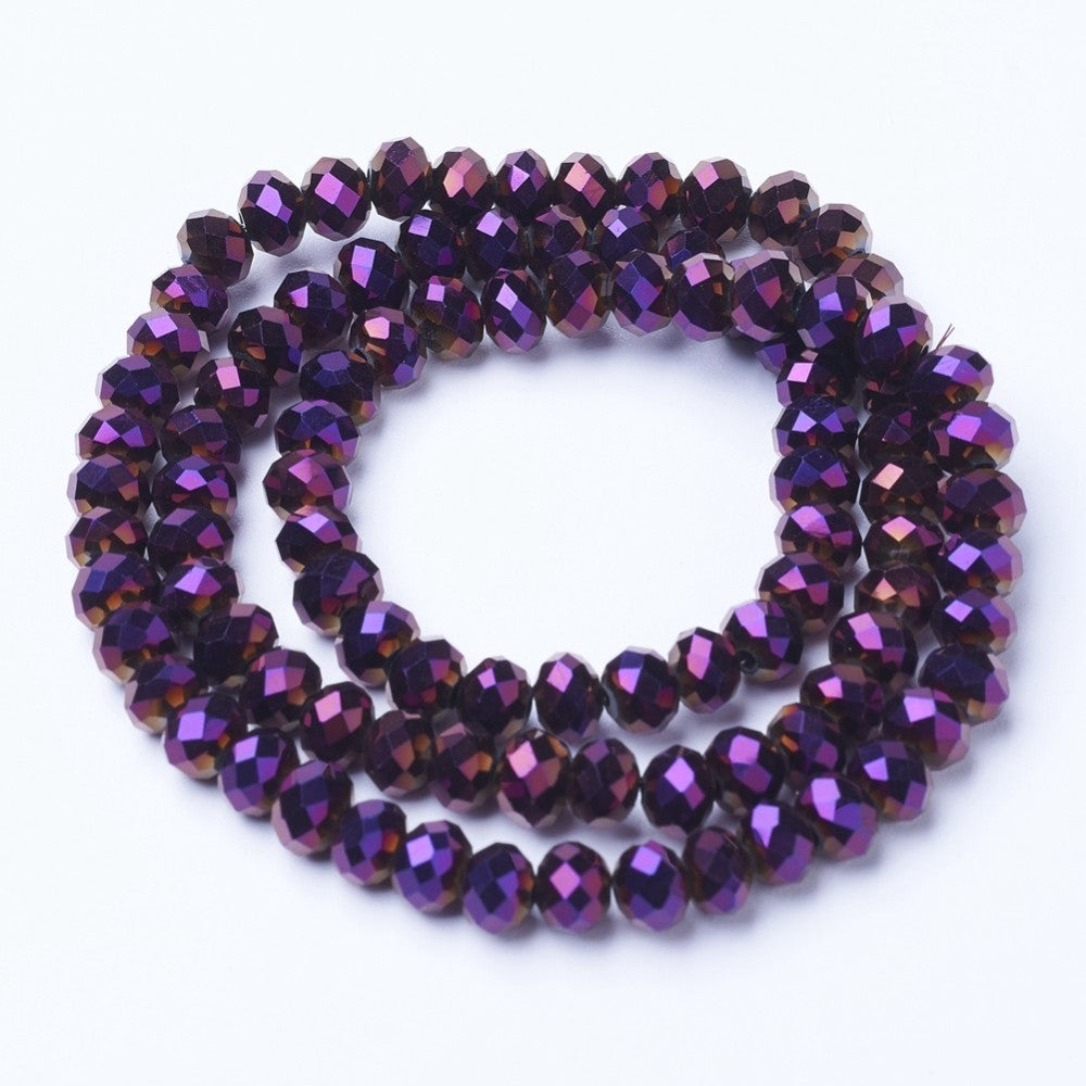 Chinese Crystal Beads Rondelle Shape 8mm X 6mm Metallic Purple