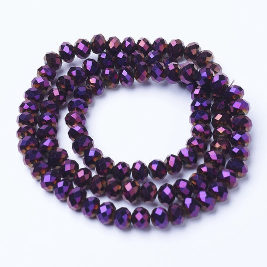 Chinese Crystal Beads Rondelle Shape 8mm X 6mm Metallic Purple