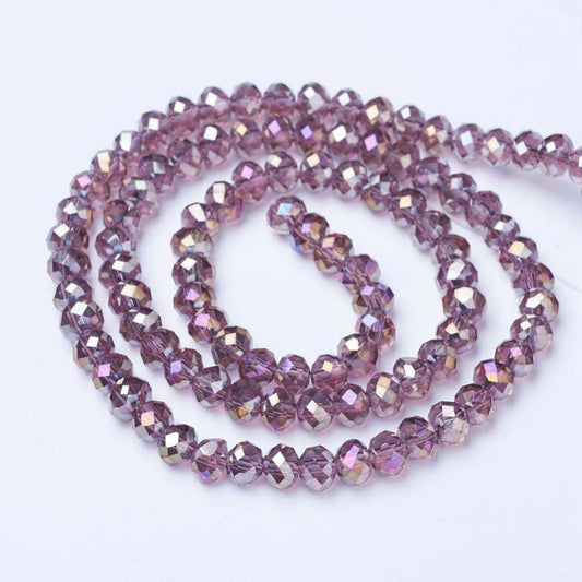 Chinese Crystal Beads Rondelle Shape 3mm X 2mm Amethyst Multi-Colored AB