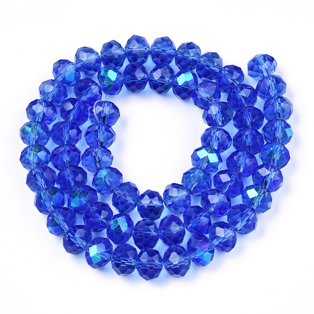 Chinese Crystal Beads Rondelle Shape, Color Dark Blue and Blue Plated