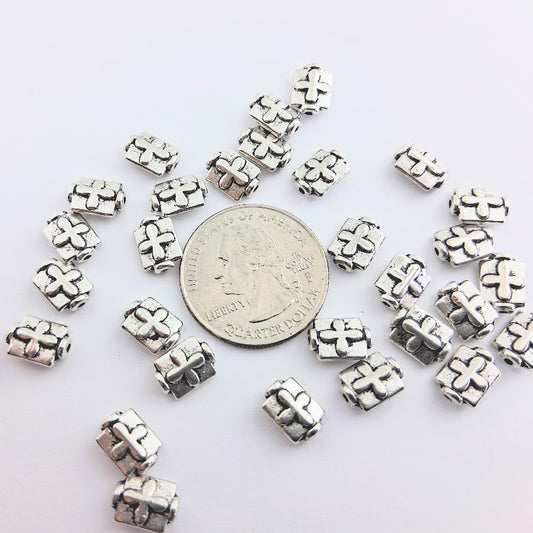 Cross Beads, Silver Cross Beads (25 Pieces)
