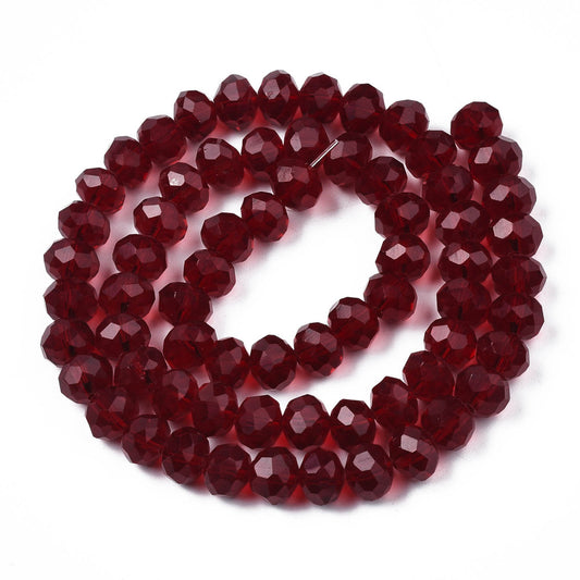 Chinese Crystal Beads Rondelle Shape 4mm X 3mm Color Deep Deep Red