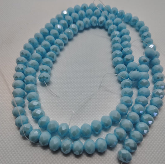 Chinese Crystal Beads Rondelle Shape 8mm X 6mm Color Opaque Baby Blue