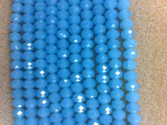 Chinese Crystal Beads Rondelle Shape 8mm X 6mm, 68 Beads Opague Blue AB