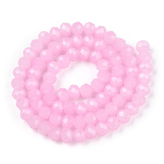 Glass Beads Rondelle Shape 8mm X 6mm Multi-Color Beads per Strand.  Beads are Painted