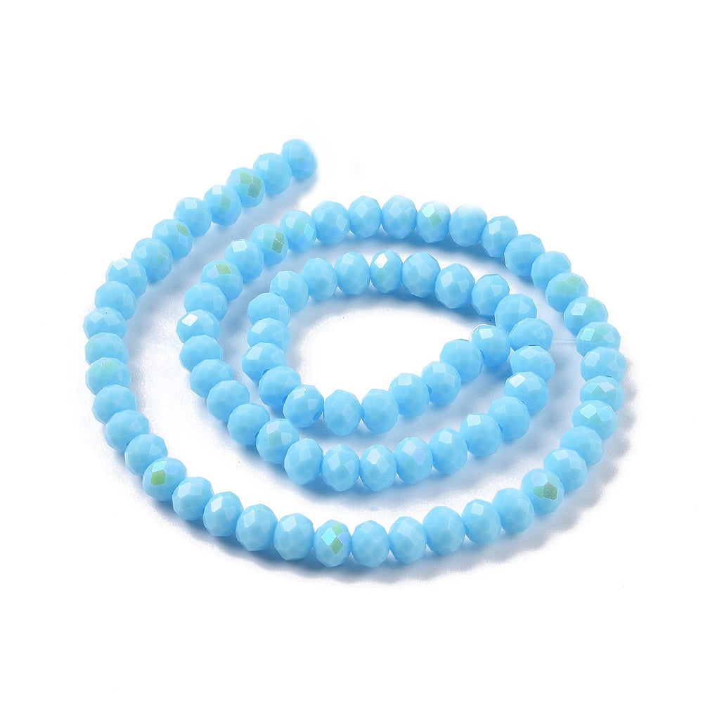 Chinese Crystal Beads Rondelle Shape 8mm X 6mm Color Opaque Baby Blue with Gold Plating (Copy)