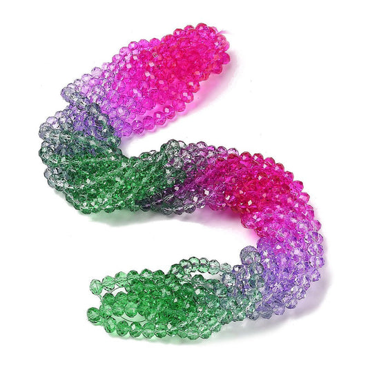 Glass Beads Rondelle Shape 8mm X 6mm Multi-Color Beads per Strand.  Beads are Painted
