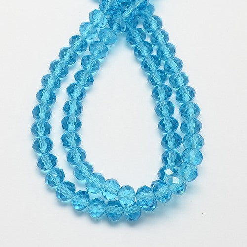 Chinese Crystal Beads Rondelle Shape, 8mm X 6mm Blue Aquamarine Beads