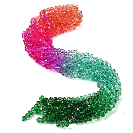 Glass Beads Rondelle Shape 8mm X 6mm Multi-Color Beads per Strand.  Beads are Painted