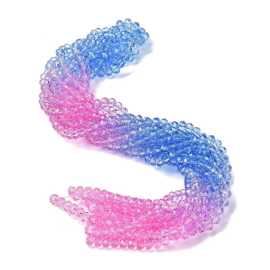 Glass Beads Rondelle Shape 8mm X 6mm Multi-Color Beads per Strand.  Beads are Painted