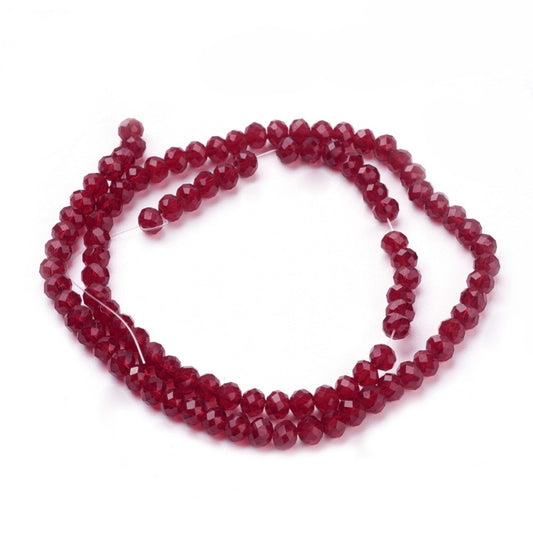 Chinese Crystal Beads Rondelle Shape 4mm X 3mm Dark Red AB
