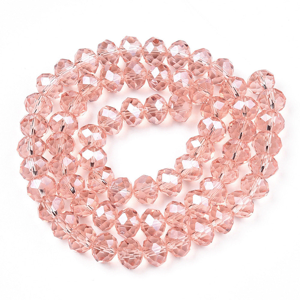 Chinese Crystal Beads Rondelle Shape, 6mm X 4mm, Color Peach/Pink AB