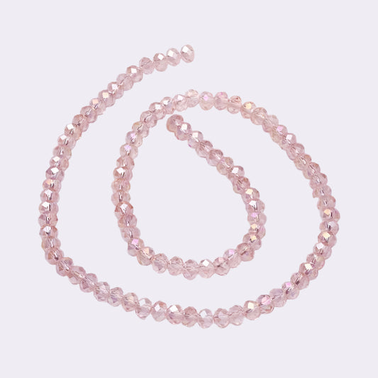 Chinese Crystal Beads Rondelle Shape, 3mm X 2mm, Color Pink AB