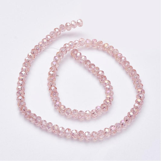 Chinese Crystal Beads Rondelle Shape, 8mm X 6mm Color Pink AB