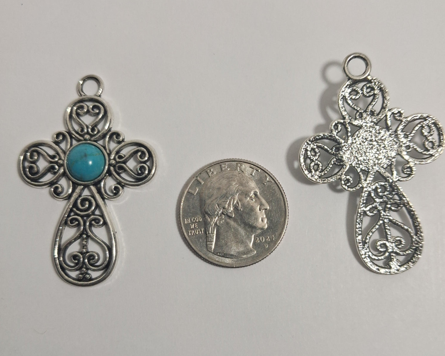 Pendant Cross with Turquoise Color Stone in Center