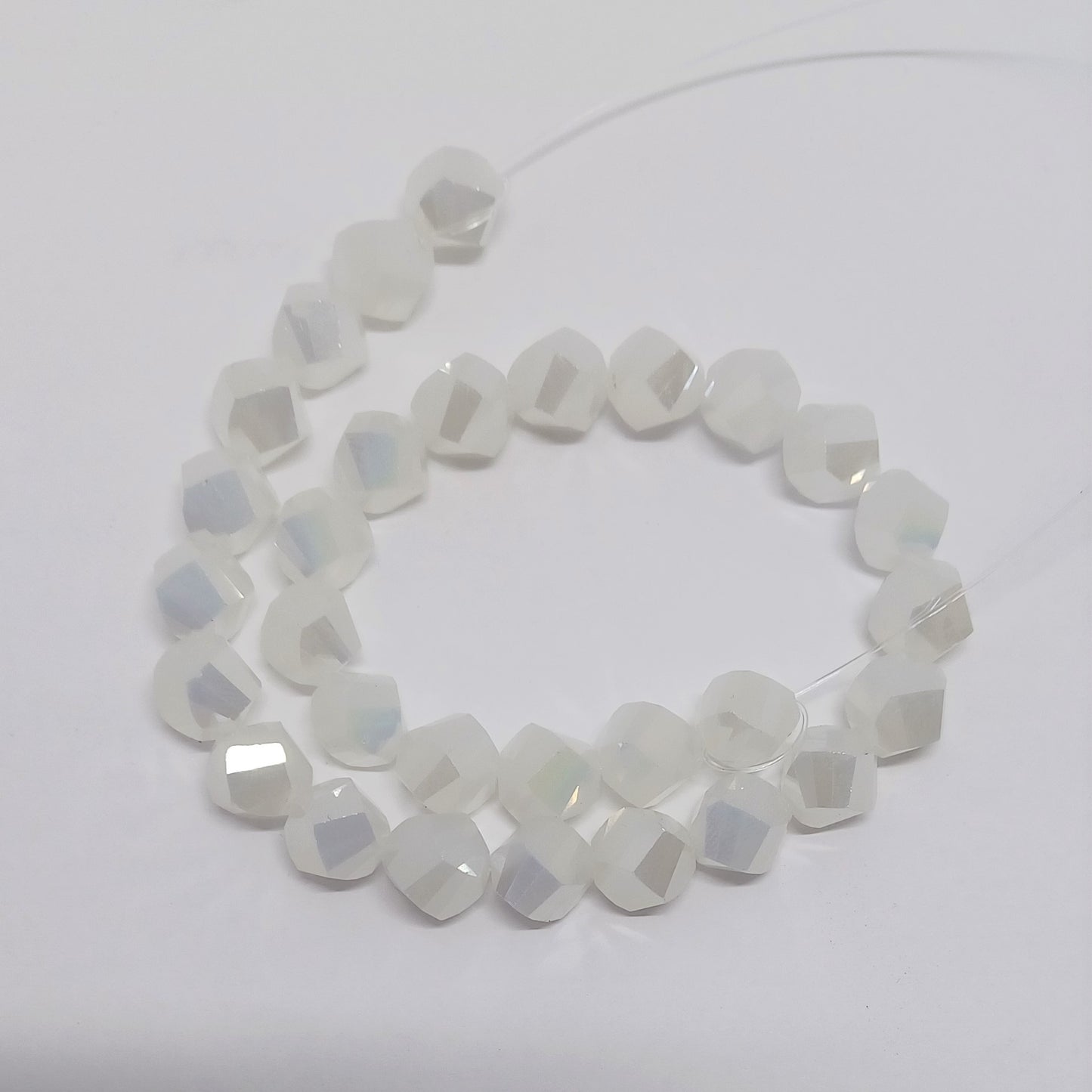 Chinese Crystal Beads Hexagon Shape 10mm X 10mm Color Opal White AB