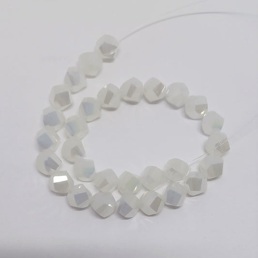 Chinese Crystal Beads Hexagon Shape 10mm X 10mm Color Opal White AB