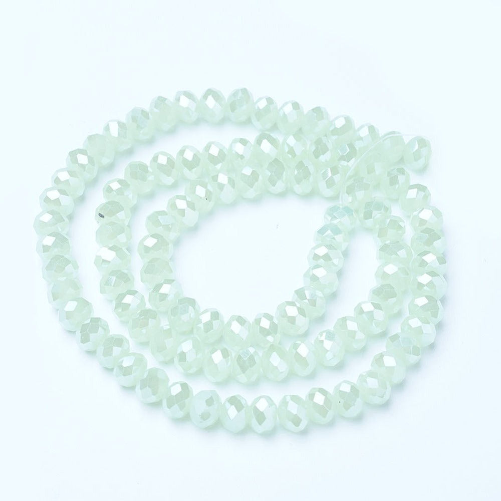 Chinese Crystal Beads Rondelle Shape 8mm X 6mm Color Opaque Lime Green AB