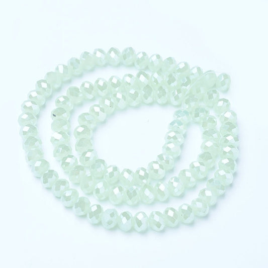Chinese Crystal Beads Rondelle Shape 8mm X 6mm Color Opaque Lime Green AB