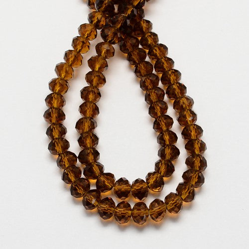 Chinese Crystal Beads Rondelle Shape 8mm X 6mm Dark Brown Color