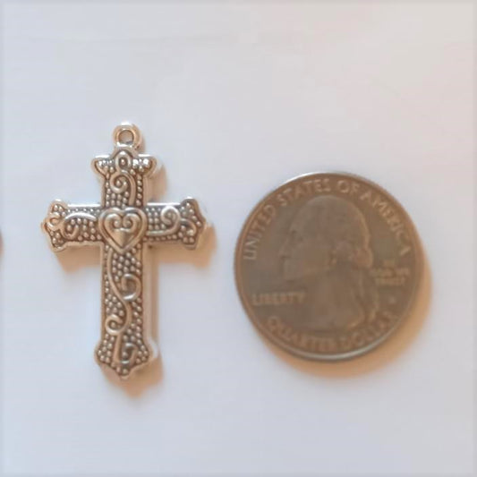 Crosses with Heart in the Center (5 Pieces)