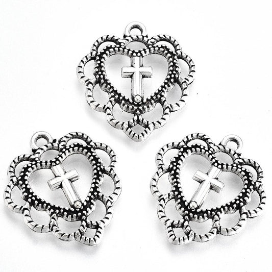 Heart with a Cross in the Center (10 Pieces)