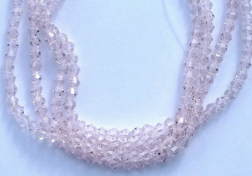 Chinese Crystal Beads Bi-Cone Shape, Pink 4mm 100 Beads - Krafts and Beads