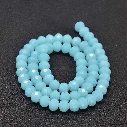 Chinese Crystal Beads Rondelle Shape 6mm X 4mm Jade Baby Blue - Krafts and Beads