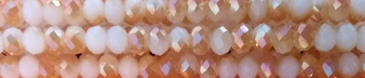 Chinese Crystal Beads Rondelle Shape 6mm X 4mm Jade White & Copper 100 Beads - Krafts and Beads