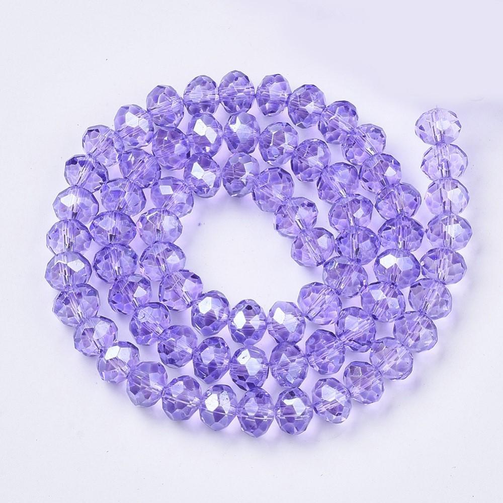 Chinese Crystal Beads Rondelle Shape 8mm X 6mm Color Lilac 70 Beads - Krafts and Beads