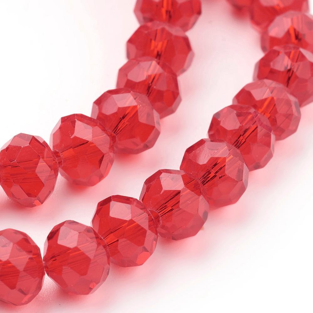 Chinese Crystal Beads Rondelle Shape 8mm X 6mm Color Red 70 Beads - Krafts and Beads