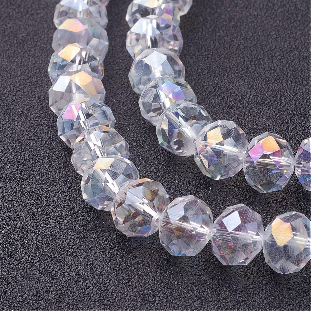 Chinese Crystal Beads Rondelle Shape, Color Crystal AB 100 Beads 6mmX4mm - Krafts and Beads