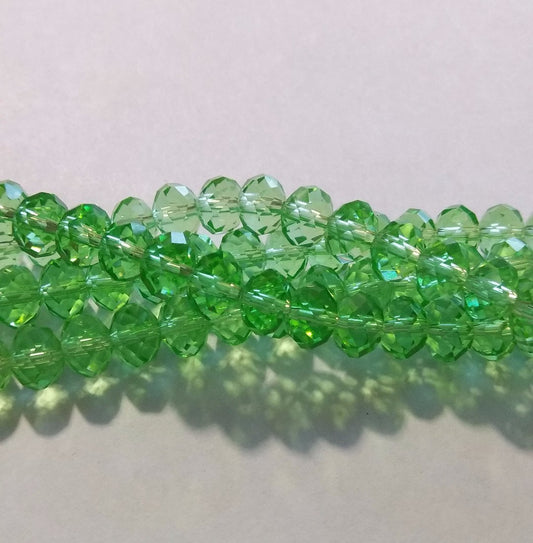 Chinese Crystal Beads Rondelle Shape, Color Light Green 8mm X 6mm 70 Beads - Krafts and Beads