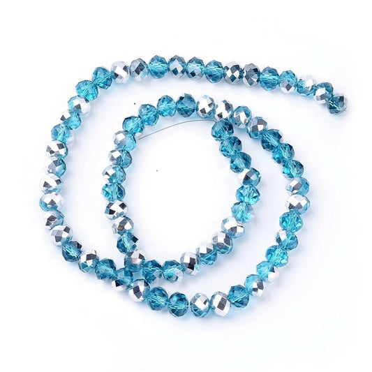 Chinese Crystal Beads Rondelle Shape 4mm X 3mm, Color Blue & Silver