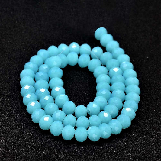 Chinese Crystal Beads Rondelle Shape 8mm X 6mm, 68 Beads Jade Blue